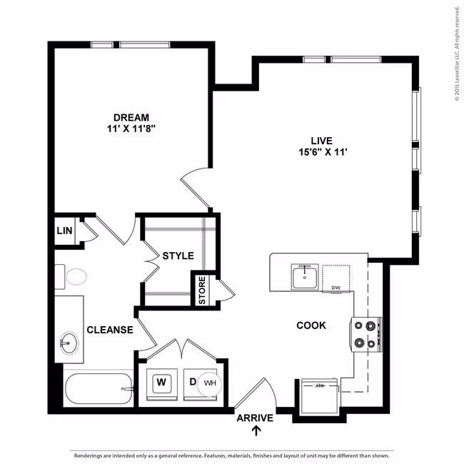 1 Bedroom Affordable - A1 1137 floor plan